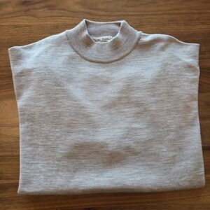 Pal Zileri Made in Italy 100% Merino Wool Mock Neck Sweater Mens 56 XL/XXL Taupe